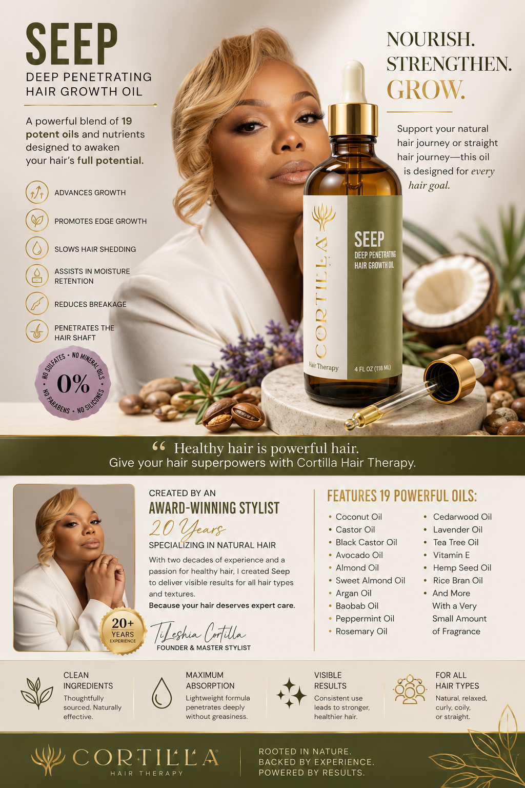 SEEP OIL (Deep Penetrating Hair Growth Oil) By Cortilla