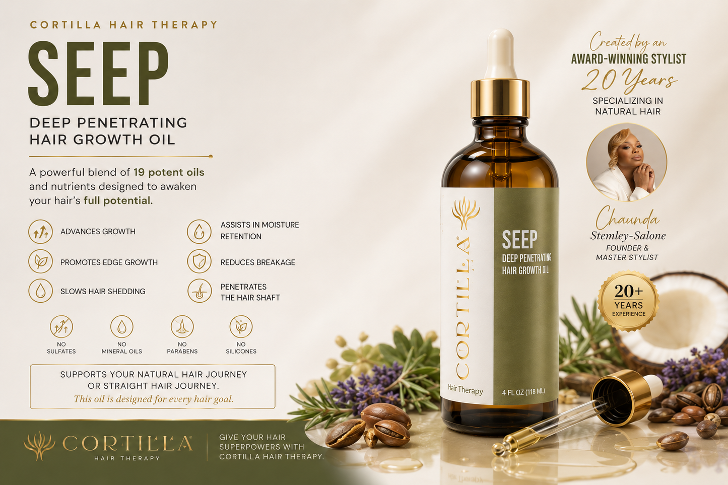 SEEP OIL (Deep Penetrating Hair Growth Oil) By Cortilla